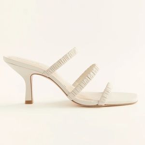 Reformation High Heel Ruched Sandal Straps Square Toe